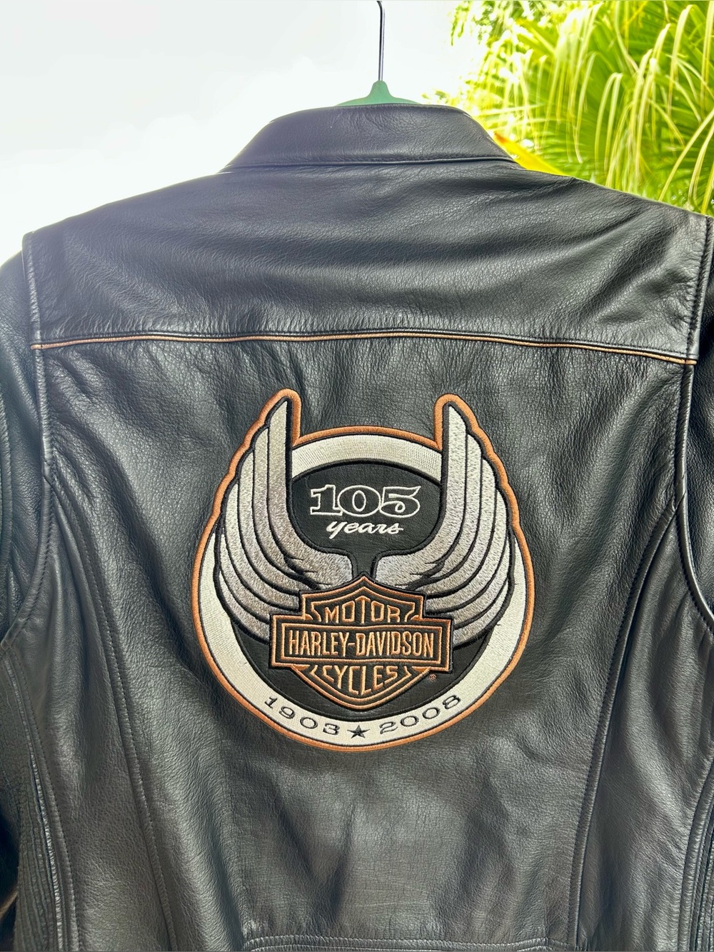 🔥HARLEY DAVIDSON🔥 105th Anniversary Black Leather Women’s MOTO Jacket SZ XL